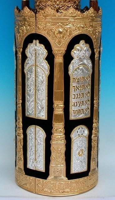 Velvet Torah Case - Sephardic / Sefardic Torah Case Heichal Yaacov Gold & Silver 