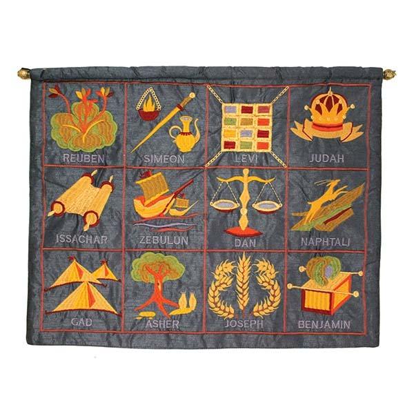 Wall Hanging - Large 12 Tribes English -Blue 