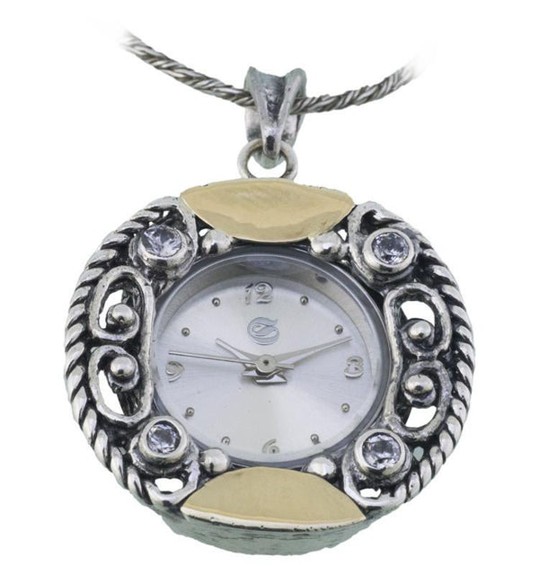 Watch Necklace - Gold & Sterling Silver Made In Israel 