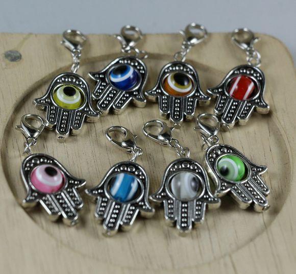Wholesale 50 Pcs Antique Silve Hamsa Hand Charms Mixed Colors