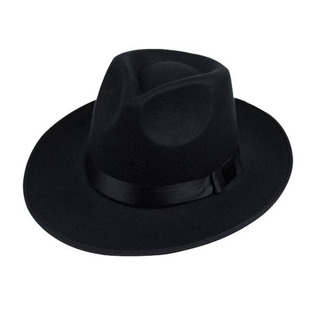 Wide Brim Fedora Hat For Men In Black / Gray / Brown apparel Black 