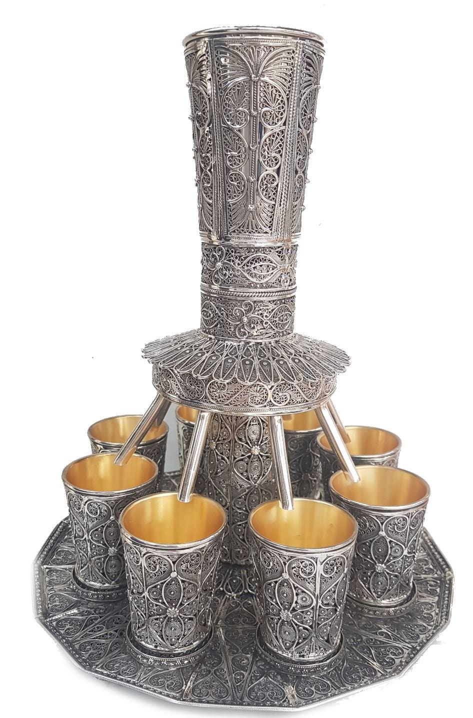 Wine Fountain - Silver Filigree Wine Set –