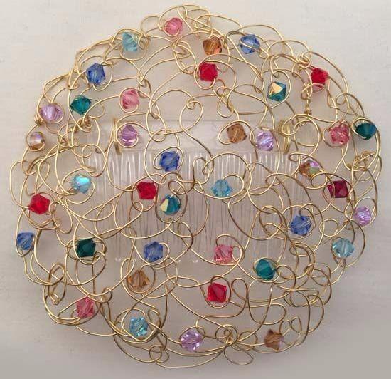 Women Kippah In Pearls & Beads Kippot Color Pearls on Gold 