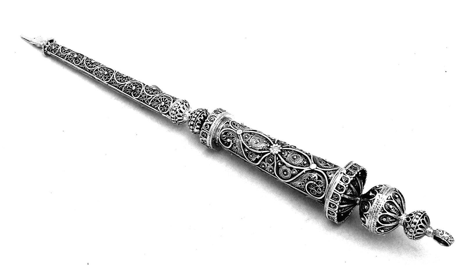 Elegant Yad fashion - For Left-Handed or Right-Handed Torah Reader - Black and Silver with Pearls