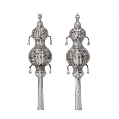 Rimmonim Silver Torah Crowns with Bells