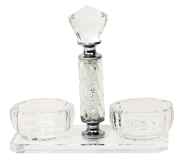 Salt & Pepper Holder Crystal With White Stones-0