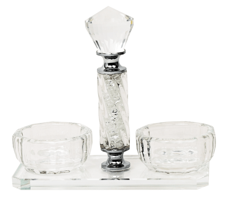 Salt & Pepper Holder Crystal With White Stones-0