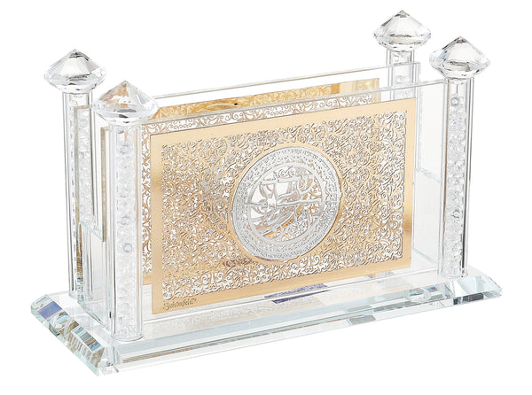 Crystal Match Box Standing Combined Gold and Silver plate-0