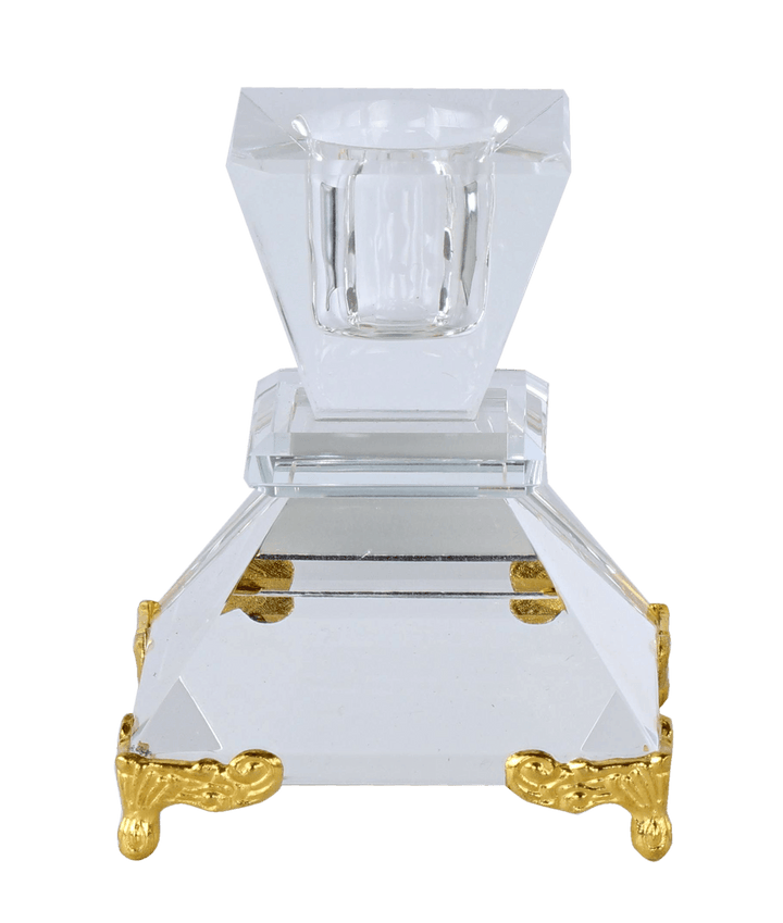 Crystal Candle Holder With Gold Decorated Legs 2"-0