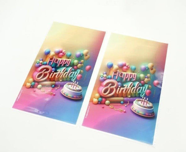 Cellophane printed happybirthday beyond colors cake and balloons 25 pc-0