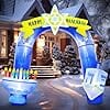 8FT Hanukkah Inflatable Archway Decoration with Menorah Dreidel Star - Led Light