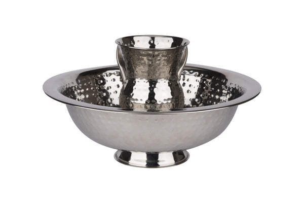 Washing cup and Bowl With Base Set Stainless Steel Hammered-0