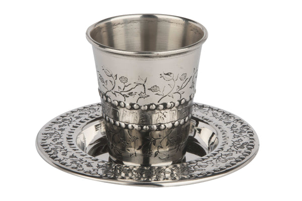 Stainless Steel Kiddush Cup Set Pomegranate 3"-0