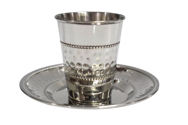 Kiddush Cup Set Stainless Steel Hammered Dotted 3" ( 140 ml 4.7 oz) (12 per Case)-0