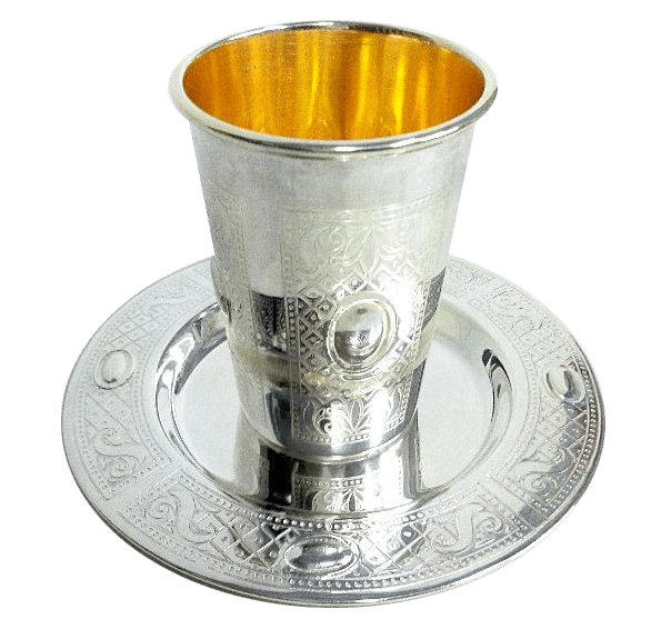 925 Silver Coated Kiddush Cup Set Xp Oval 3.5" (5.5 oz 165 ml)-0