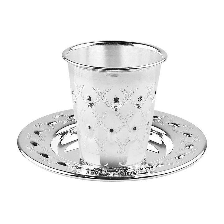 925 Silver Coated Mini Kiddush Cup Set Design 2.5" (3.04 oz 90 ml)-0