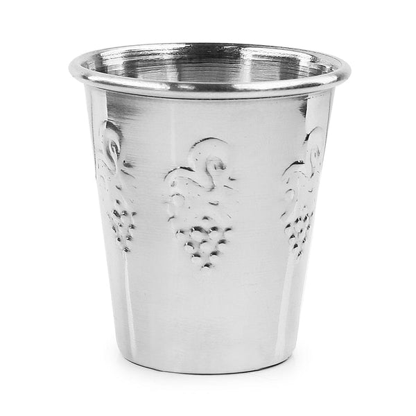 Small Kiddush Cup 3.5 oz. Stainless Steel Grape 2.5" (3.04 oz 90 ml)-0