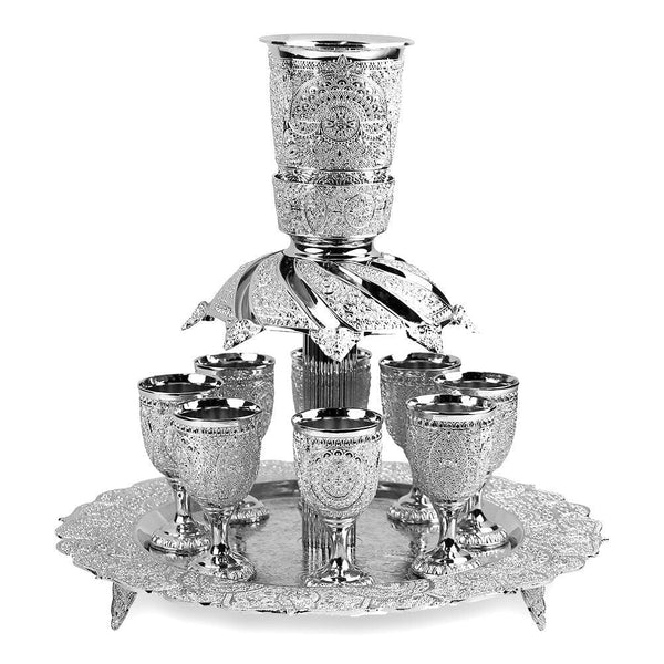 Fountain Set Filigree Design Silver Plated 8 Cups-0