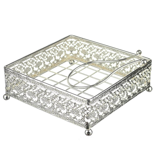 Napkin Holder Flat Wire style with Weighted arm Silver Plated 7.5 "-0