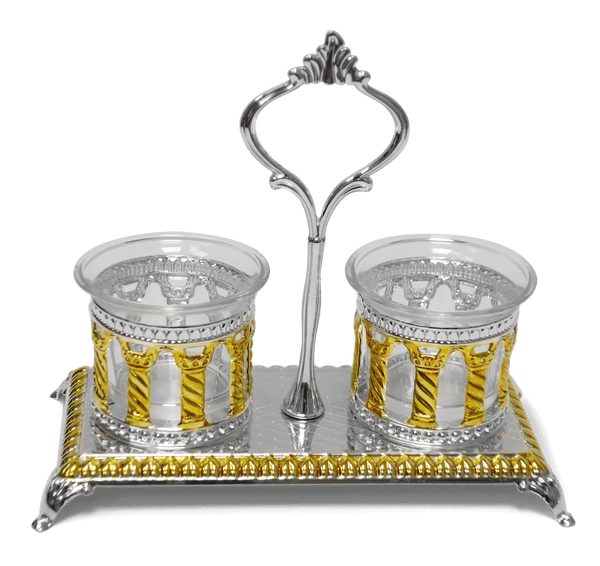 Salt & Pepper Holder Royal Palace Design Silver & Gold plated Double-0