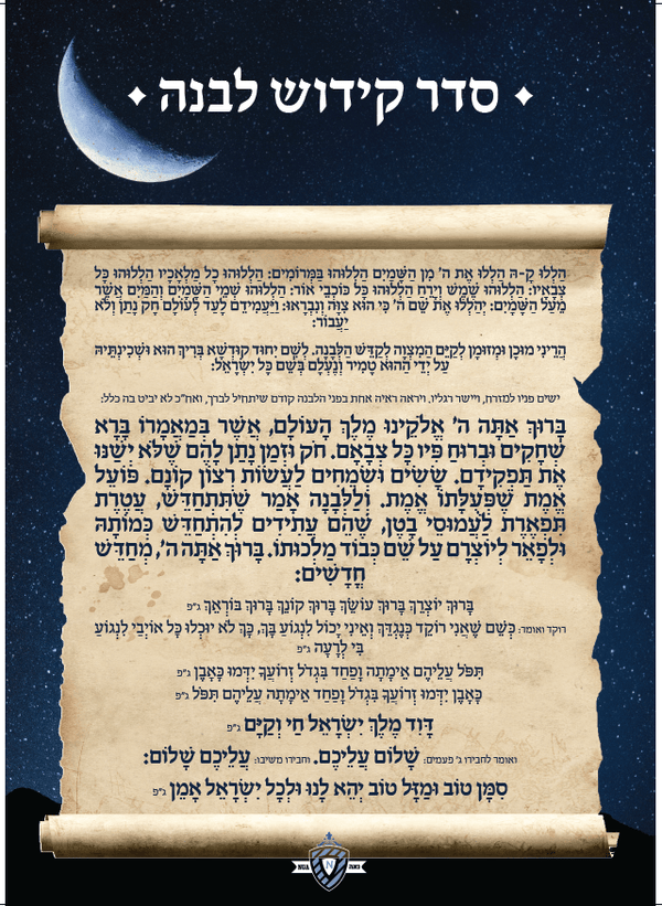 Kiddush Levanah 1 Page Navy Border With Hard Lamination 9x11"-0