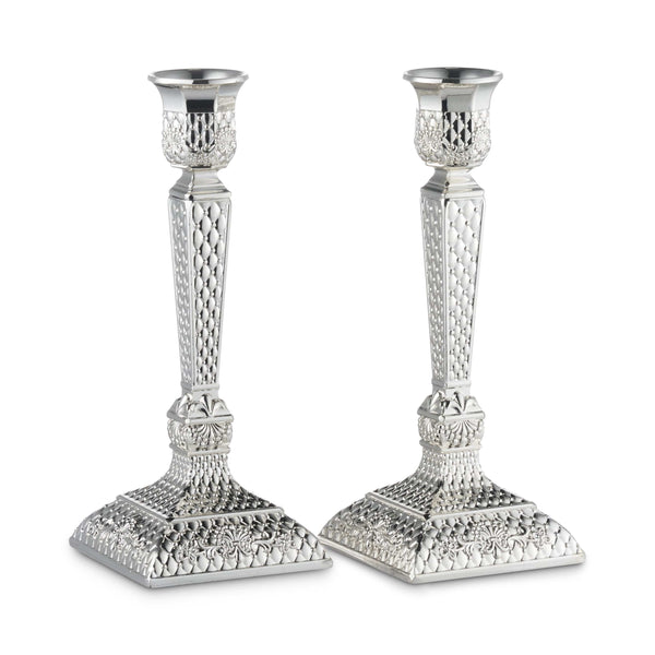 Classic Silver Plated Candlesticks - Tracery Design 7.5"-0