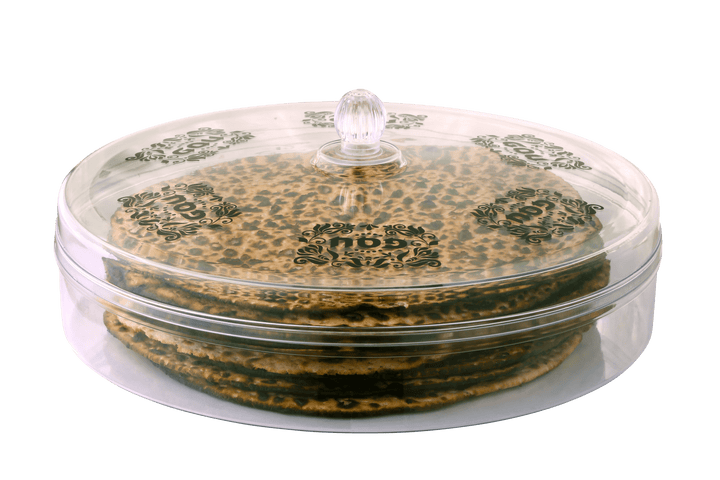 Matzah Holder Round Acrylic Design On Cover 12"-0