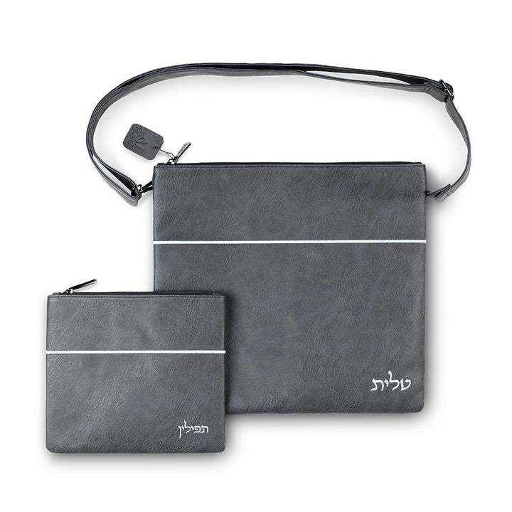 Faux Leather Tallit Tefillin Set 36x34 Cm, Dark Blue With Embroidery ...
