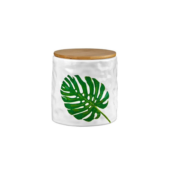 Palm Leaf Ceramic Cookie Jar-1