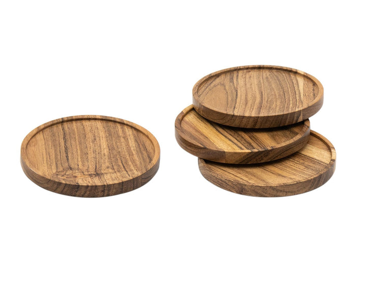 S/4 Wood Round Coasters-0