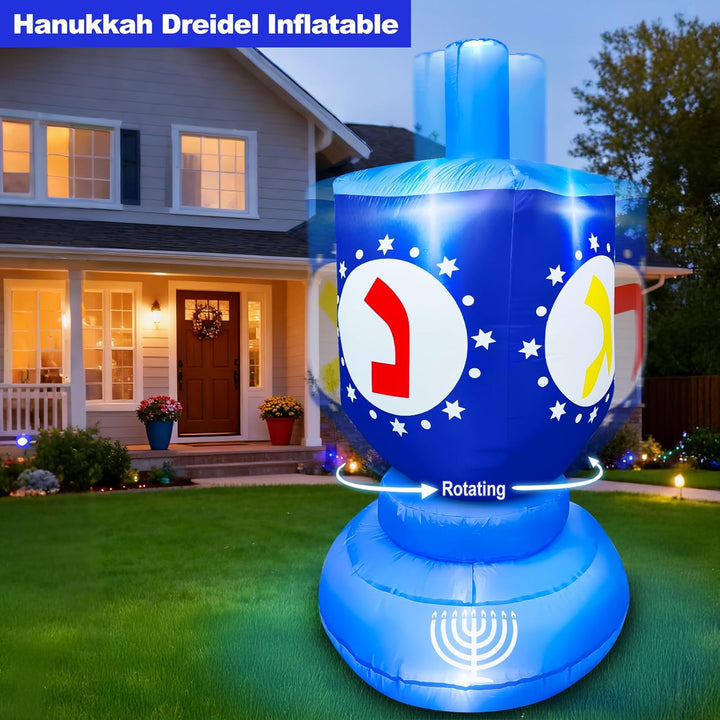 [ Spinning Top Dreidel ] 6Ft Lighted Hanukkah Inflatable Dreidel with Built-in 4 LED Lights,Chanukah Yard Decor for Outdoor Lawn Garden Home Indoor Holiday Party