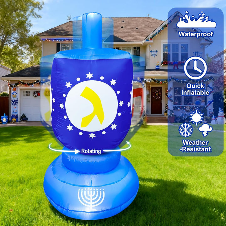 [ Spinning Top Dreidel ] 6Ft Lighted Hanukkah Inflatable Dreidel with Built-in 4 LED Lights,Chanukah Yard Decor for Outdoor Lawn Garden Home Indoor Holiday Party