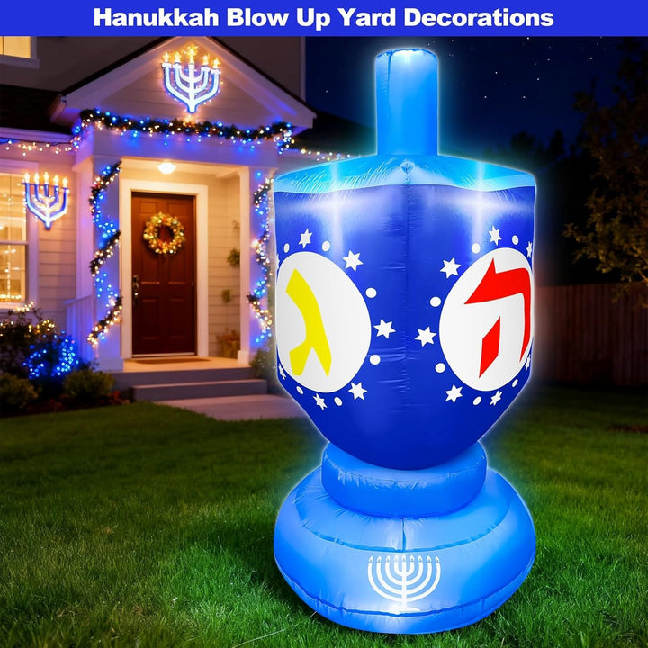 [ Spinning Top Dreidel ] 6Ft Lighted Hanukkah Inflatable Dreidel with Built-in 4 LED Lights,Chanukah Yard Decor for Outdoor Lawn Garden Home Indoor Holiday Party