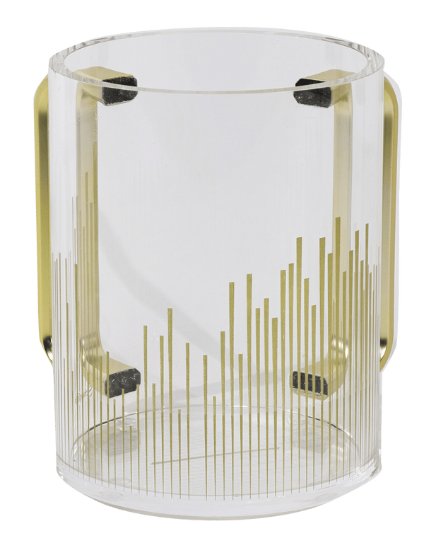 Acrylic Clear Washing Cup - Gold Handle - Gold Stripes-0