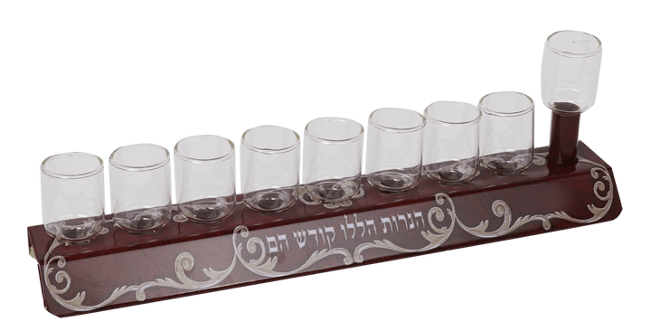 Aluminum Designed Strip Oil menorah With Glass Cups (6*12PP)-0