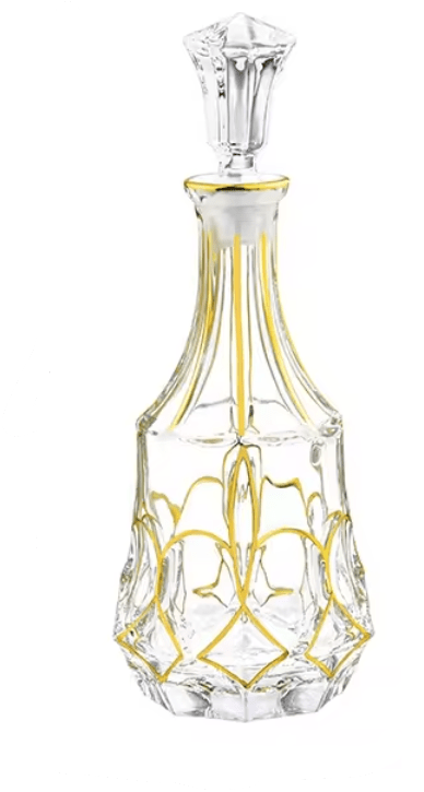 Glass Wine Decanter with Gold Design 27 oz.