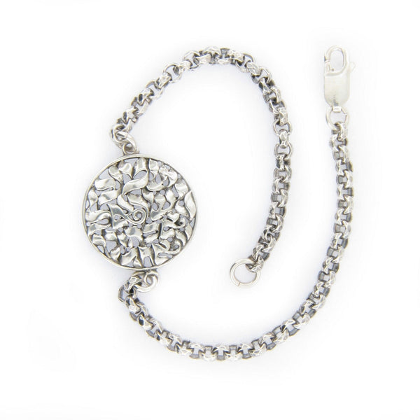 Shema Sh'ma Bracelet Silver on Antique Rolo Chain
