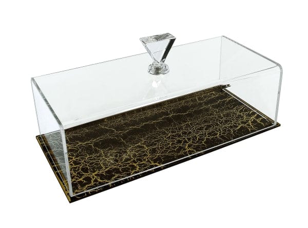 Acrylic rectangle cake tray decoratd marble black 29X14