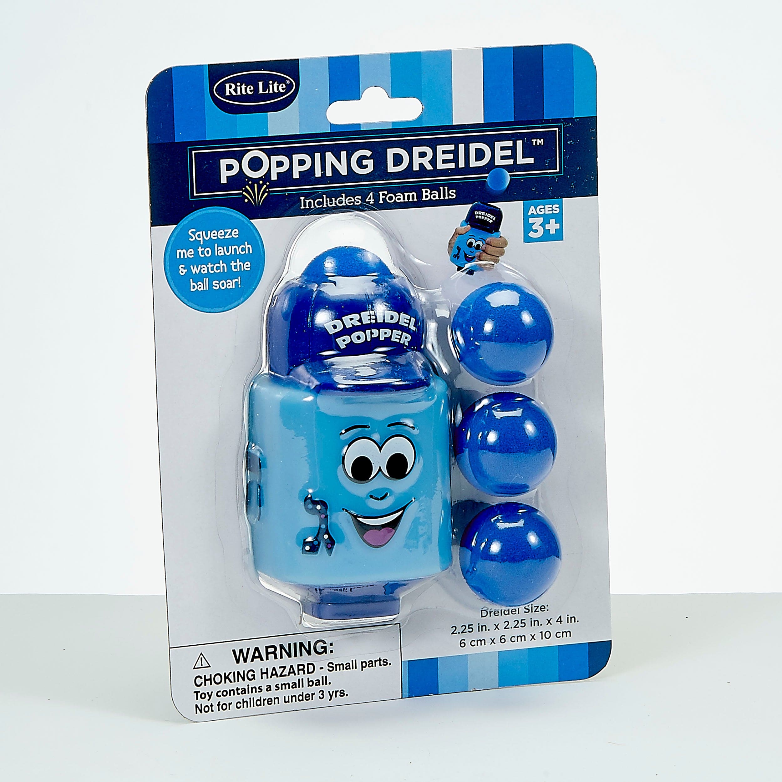 Popping Dreidel™ Toy, Pvc, Includes 4 Balls, 3.75