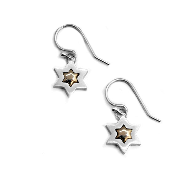 Star of David Earrings Silver 14K gold