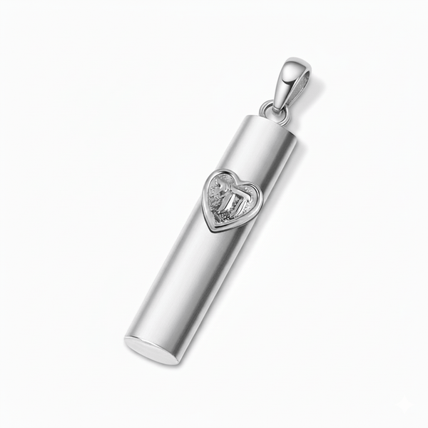 925 Sterling Silver Mezuzah Chai Jewish Symbol Modern Pendant