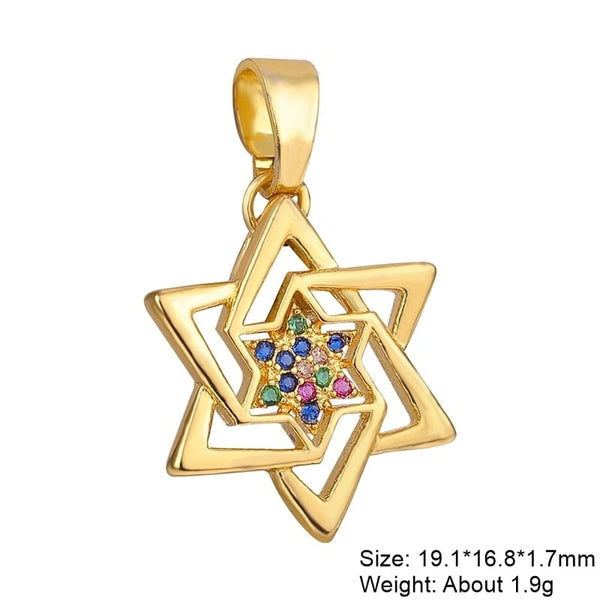Handmade 18K Real Gold Plated Jewish Charms Pendants