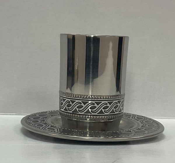 Kiddush Cup Set Stainless Steel Hammered No Rim-0