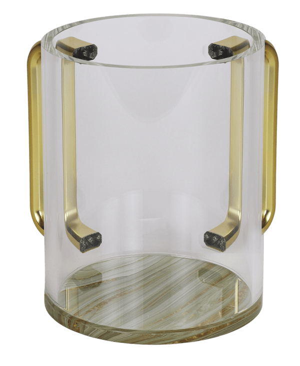 Acrylic Clear Washing Cup - Gold Handle - Silver&Gold Marble-0