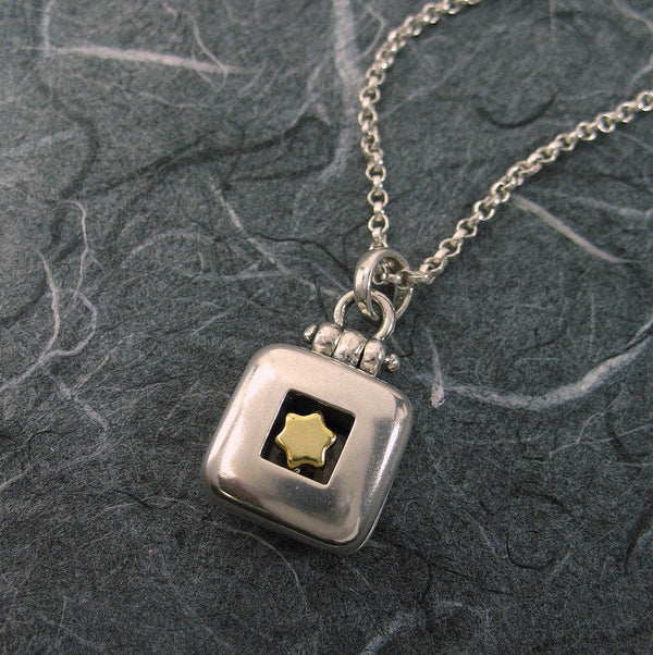 Star Of David Square Locket Sterling Silver