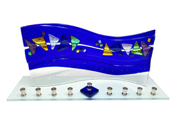 Handmade Hanukkah Menorah Quasar Blue - By Sarah Beams