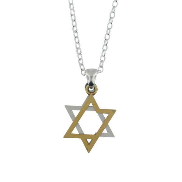 Star of David Pendant Necklace Silver on Rolo Chain