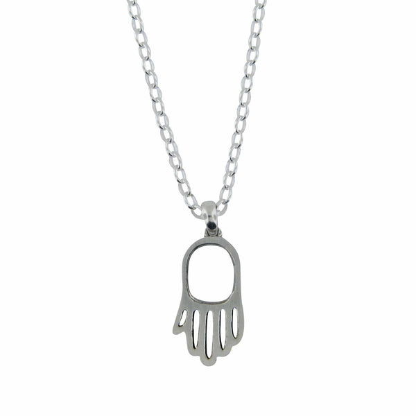 Hamsa Pendant Necklace Silver Rolo Chain