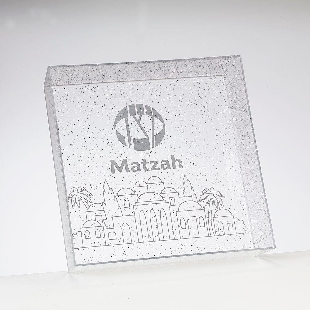 Matzah Tray, Clear Ps With Glitter, 8