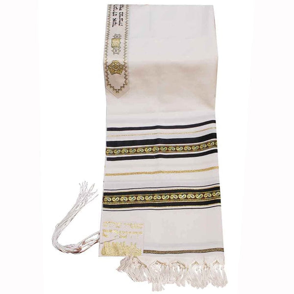Wool Tallit with Decorative Ribbon Style # 10 Paisley Design